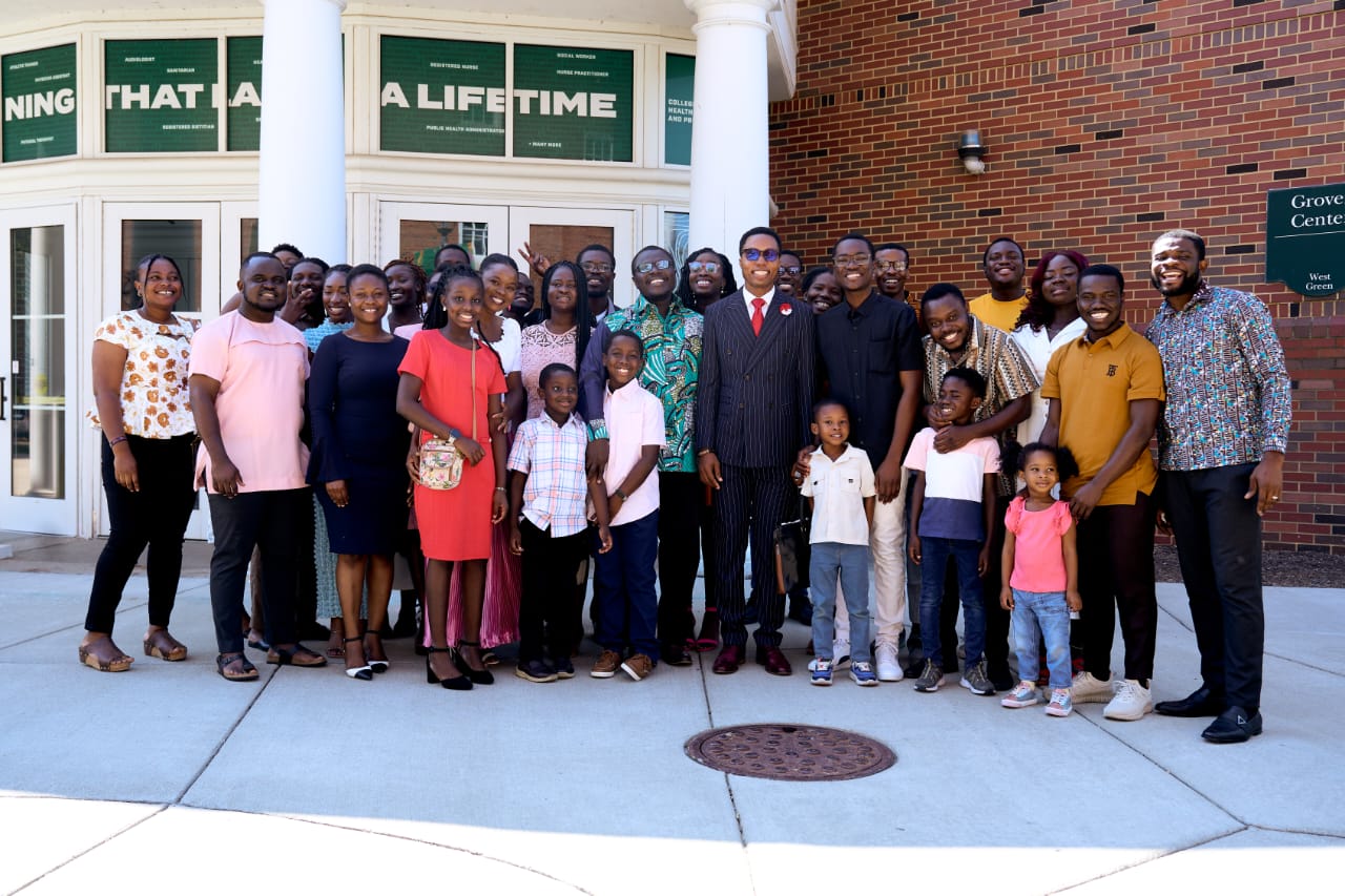 ICF congregation gathered outside on the Ohio University campus